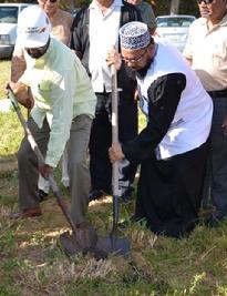 Bro. Shaukhat & Maulana Azad performing the Ground Breaking