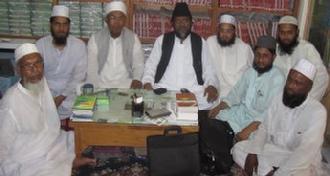 Visit to Helpline Publication Center DhakaPhoto from Left: Director of Helpline Publication, Director of Qaumi Madaaris, Mufti AbdulQayim, Shaikh Shafayat, Maulana Abdul Kalam Azad & the Secretary General of Qaumi Madaaris.  